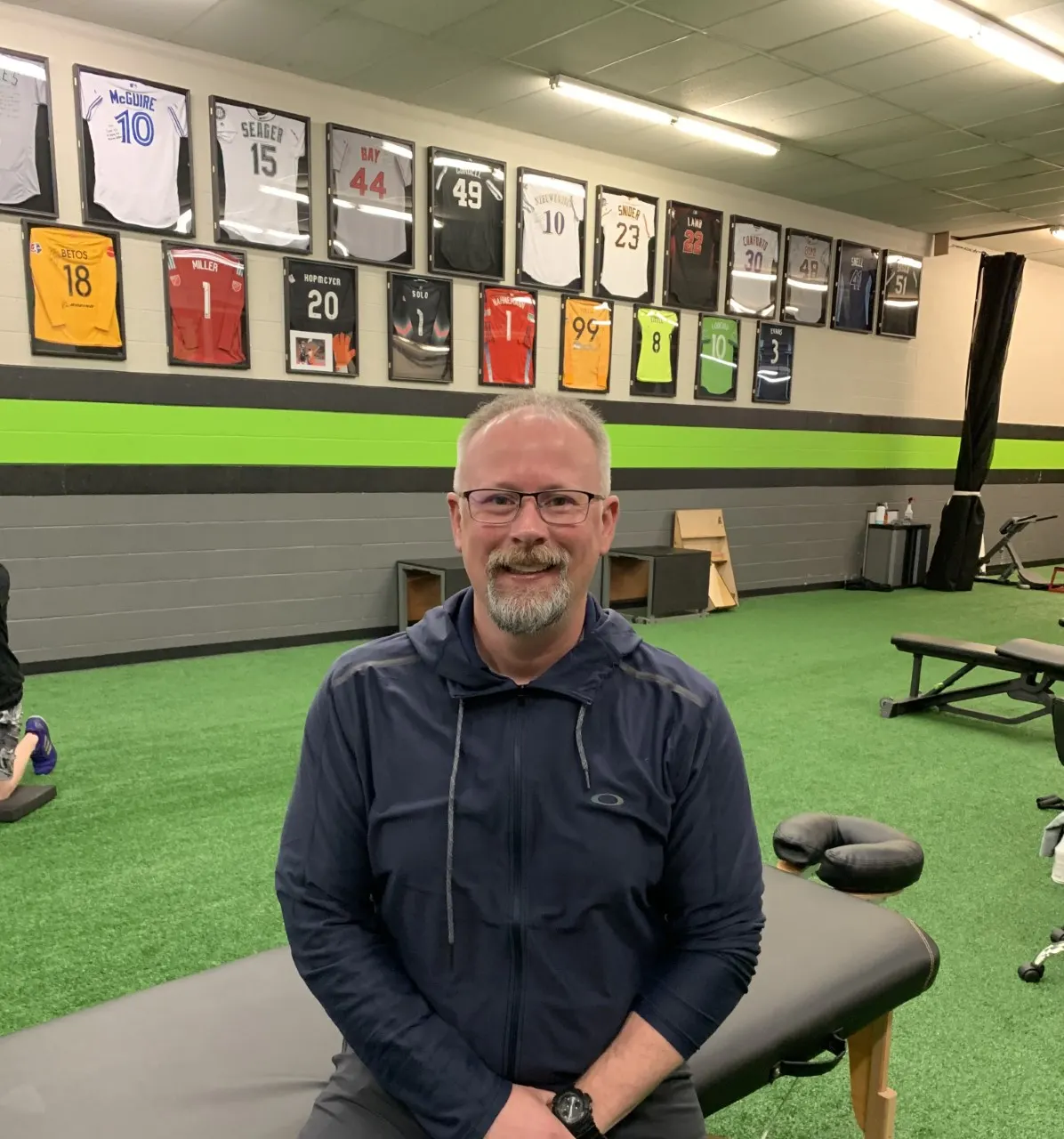 Matt Toth in the Athletic Training Institute training room
