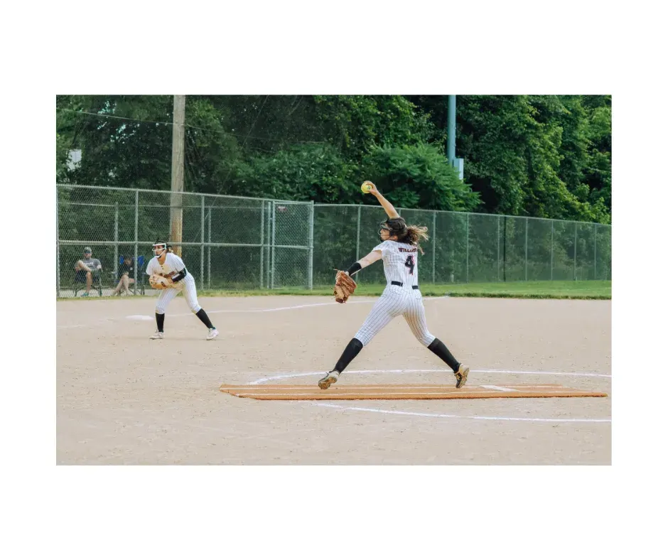 Softball pitcher in motion—shoulder stability with hip and core power