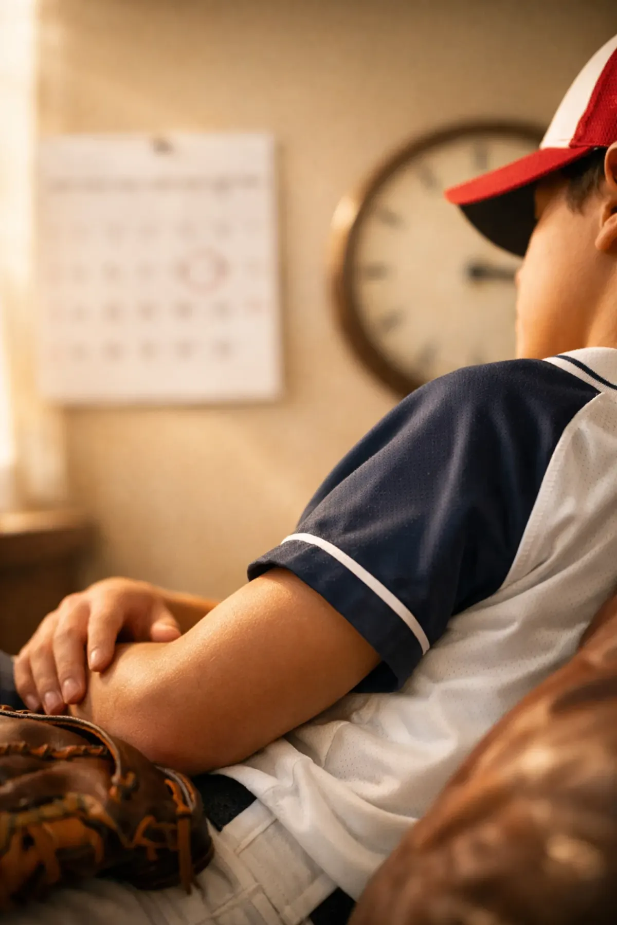 Youth baseball player arm at rest showing importance of recovery periods for injury prevention